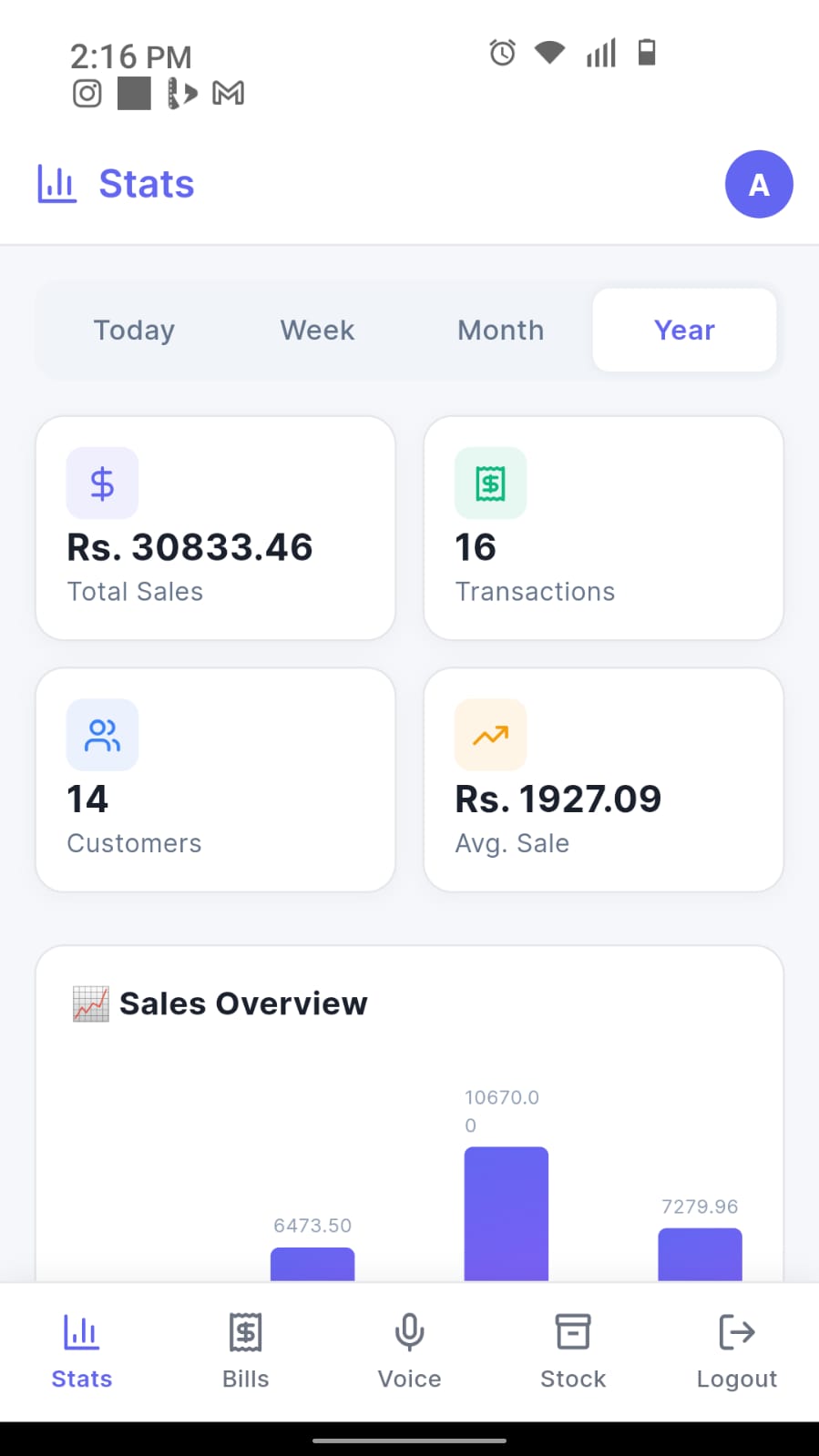 Asaani receipts history screen